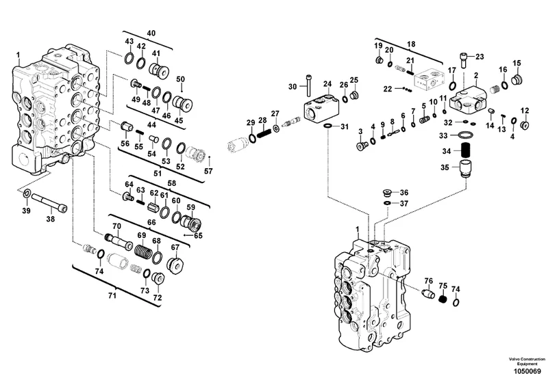 Hydraulic control valve exploded parts diagram