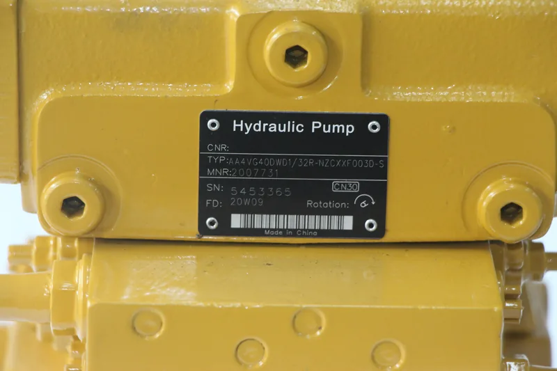 Hydraulic pump nameplate used for spare part identification