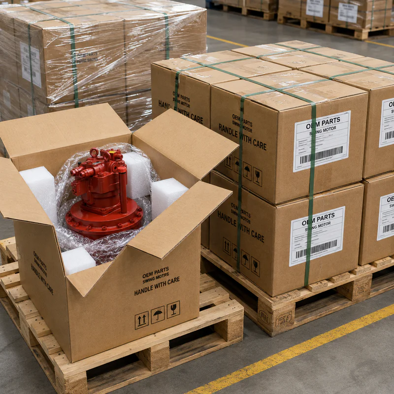 Swing motor boxed in protective carton