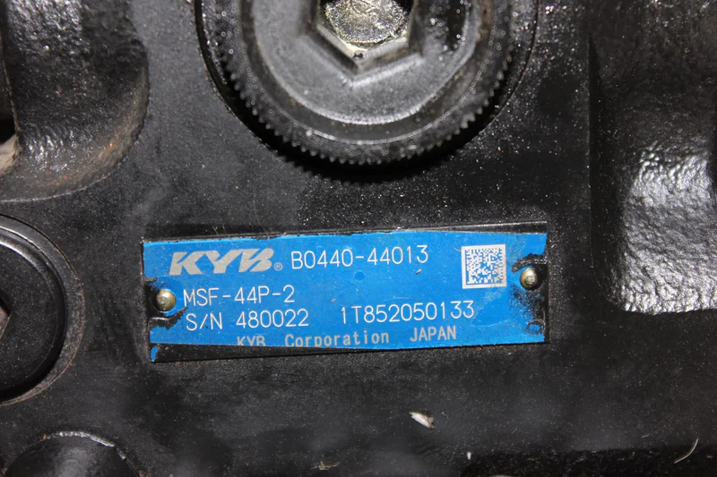 Swing motor nameplate close-up