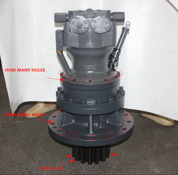 Measuring swing motor mounting and flange dimensions