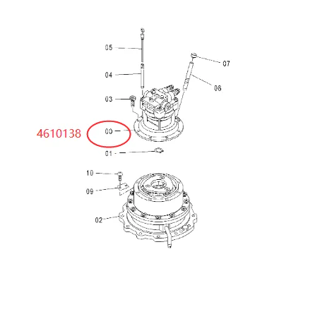 Swing motor part number stamped on the housing